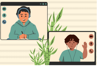 Illustration of people connecting through a virtual safe space session